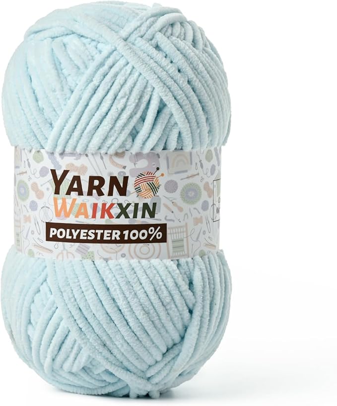 Soft Chenille Yarn for Crocheting, Fluffy Chunky Crochet Yarn for Baby Blanket, (1.76oz/65.6yds) Fuzzy Velvet Yarn for Amigurumi&DIY Puzzle、Crafts、Scarf(Baby Blue)