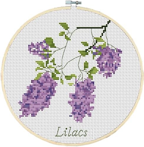Awesocrafts Cross Stitch Kits Lilac Flowers 11CT Stamped Patterns Easy Cross Stitching Embroidery Needlework Kit Supplies (Lilac Flowers) by Awesocrafts