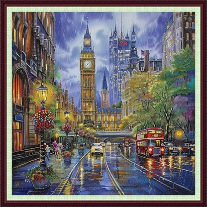 Dooxvey Cross Stitch Kits for Adults Beginners,Full Range of Cross-Stitch Stamped Kits Needlepoint Kits for Beginners Embroidery Kits 11CT Cross Stitch Patterns-New York Street Scene 18x18 inch by DooxveyStampedEmbroideryKit