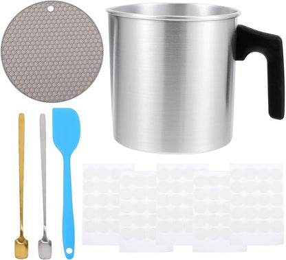 Unomor Stainless Steel Candle Pouring Pot DIY Candle Making Kit Wax Melting Tool for Beginners and Professionals Gift for Craft Lovers Random Color