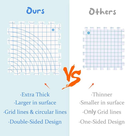 Yarniss Blocking Mats for Knitting & Crocheting - Extra Thick Blocking Boards with Grids,White