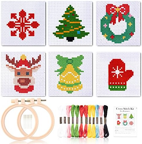 Pllieay Christmas Cross Stitch Beginner Kits for Kids 7-13 with Instruction by Pllieay