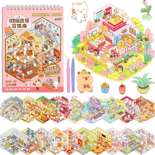 ASTARON 20 Sets DIY 3D Sticker Scene Book, Make Own Shop Room Relief Stress by ASTARON