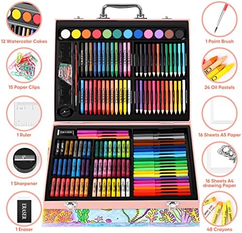 Soucolor 183 Art Set Drawing Painting Kit,Crayons Pastels Markers,Kids Gift - Image 3