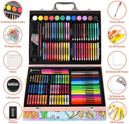 Soucolor 183 Art Set Drawing Painting Kit,Crayons Pastels Markers,Kids Gift - Image 3