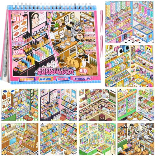 10 Sets Big Size 3D Scene Sticker Book DIY Stickers Scenes Book by Yeuunug