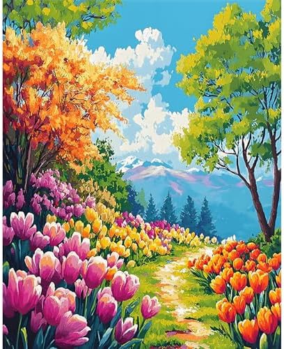 Paint by Numbers Kit for Adults, Garden DIY Painting Kit, 16x20 Inch by CytheronDIYKit
