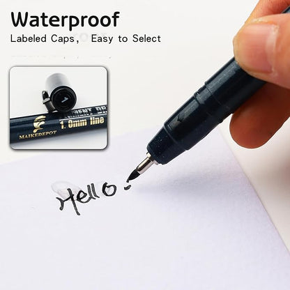 MAIKEDEPOT Micro Fineliner Drawing Art Pens Calligraphy Pens for Artist Drawing Supplies, 16 Set Waterproof Black Ink Pens for Sketching,Outline,Stippling