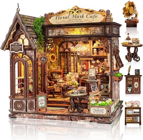 SUNNINO Book Nook Kits for Adults, Floral Coffee Shop Miniature Dollhouse - Image 2