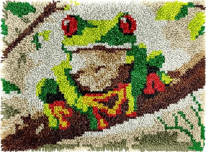 Cute Frog Latch Hook Kits for Adults Kids Beginners Amphibious Animals Latch Hook Rug Kit Pre-Printed Hook and Latch Carpet Making Kits Cross-stitch DIY Wall Hanging Crochet Set 20x15 In. Craft Gift by VEIROUSA