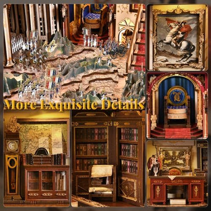 MiniCity Napoleon DIY Book Nook Kit, Wooden 3D Bookshelf Insert with LED - Image 3