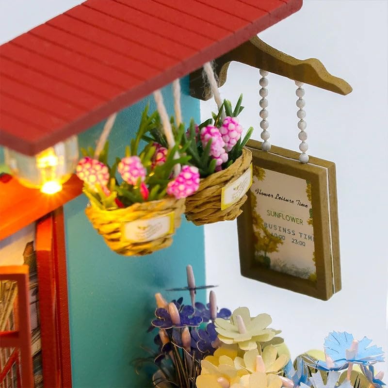 Wizardi Mini House Building Kit - Flower Shop DIY Doll House Kit - Image 6