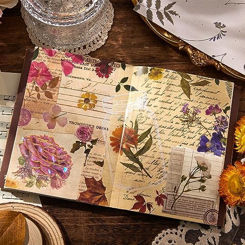 emmoolife Pressed Flower Stickers Set (380 PCS) Dried Flowers Themed Resin Sticker Decals Floral Botanical Journaling Stickers for Scrapbook Supplies Bullet Junk Journal Bottles Planner Laptops - Image 5