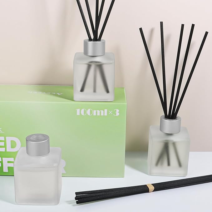 Aeeteek 3-Pack Reed Diffuser Set, Gardenia/Lavender/Rose Scented Oil, Flower Aroma Essential Oils with Diffuser Sticks, Long Lasting Bathroom Air Freshener, Home Fragrance for Room Decor