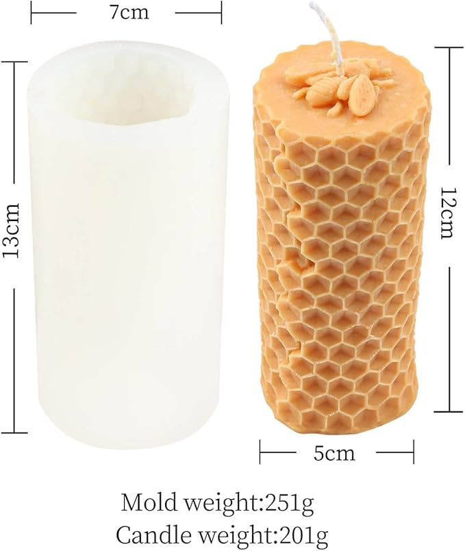 Grainrain 3D Bee Candle Molds Honeycomb Silicone Soap Mold Wax Mold Candle Making Mould (SXY039)