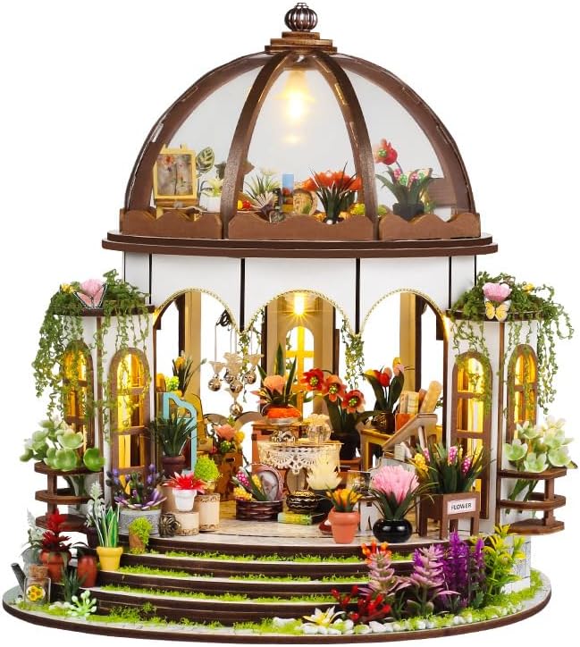 DIY Miniature House Kit, Mini House Building Kit, DIY Book Nook Kit, Tiny Model House for Adults to Build, Beginner 3D Wooden Book Nook, for Family Friends (Hanging Gardens) by JCSY