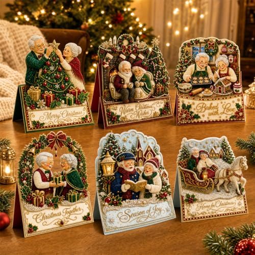 6 Pcs DIY Christmas Pearl Diamond Art Cards for Adults，Festive Wreath - Image 6