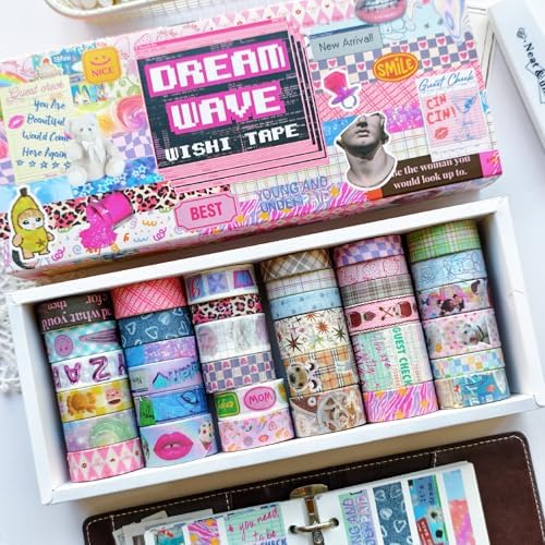 36 Rolls Vaporwave Aesthetic Washi Tape Set, Decorative Scrapbook Tape for Journaling, Bullet Journals, Planners, DIY Crafts and Gift Wrapping - Image 2