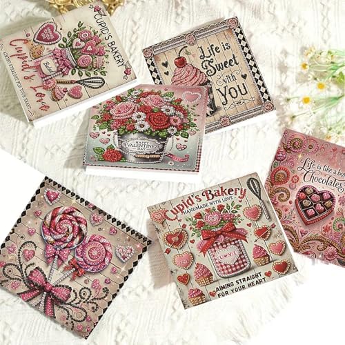 C'eitura 6Pcs Romantic DIY Diamond Art Painting Greeting Cards Kit | I Love You Valentine's Anniversary Wedding Cards | All Occasion Love Theme Blank Note Cards for Her Him & Couples - Image 6