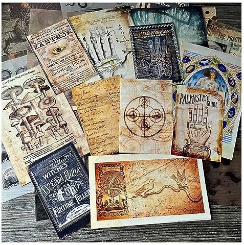 Dark Academia Junk Journal Supplies, Vintage Skull Decoupage Paper for Scrapbook Kit, 45pcs Astrology Ephemera for Junk Journals, Mushroom Plant Materials for Room Decor Wall Collage Kit - Image 7