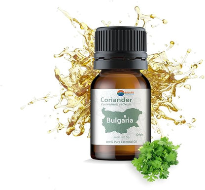 Nature Packaged Coriander Essential Oil - Direct from Bulgarian Balkan Mountains - Steam Distilled - Aceite Cilantro for Aromatherapy, Massage, Diffuser, DIY Candle and Soap Making - 5ml