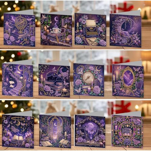 LAKEQUILL DIY Diamond Art Painting Greeting Kit, 12 Pieces, Creative Craft Set，Dark Academy - Image 4