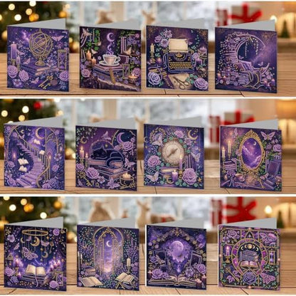 LAKEQUILL DIY Diamond Art Painting Greeting Kit, 12 Pieces, Creative Craft Set，Dark Academy - Image 4