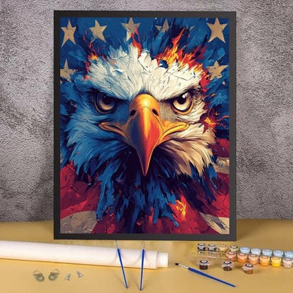 RICUVED Eagle Paint by Numbers for Adults, Independence Day Paint by Numbers Kit for Adults Beginners, DIY Acrylic Oil Painting on Canvas Easy for Gift Home Wall Decor 16x20 Inch - Image 2