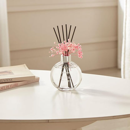 Donurex Flower Reed Diffuser Set 5.07oz Sandalwood Rose Scent Diffuser with Sticks Home Fragrance Reed Diffuser for Bathroom Shelf Decor