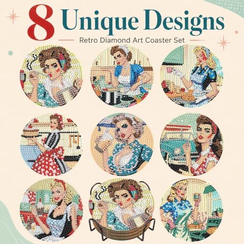 DOTZSO Diamond Art Coaster Kit 8Pcs Diamond Painting Coasters Kit 4×4in - Image 3