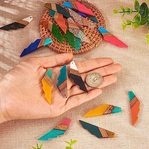 FASHEWELRY 20Pcs Natural Resin Wood Charms 3 Tone Wooden Earring Blanks Geometry Jagged Shaped Wood Earring Charms Mixed Color Earring Findings for Jewelry Making - Image 5