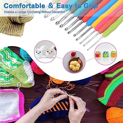 Vodiye 12 Sizes Ergonomic Crochet Hooks Set, Soft Grip, 2.0-8.0mm - Image 3