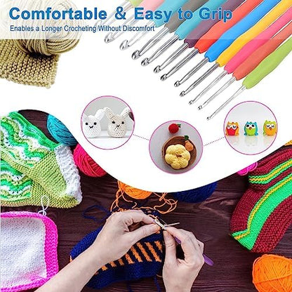 Vodiye 12 Sizes Ergonomic Crochet Hooks Set, Soft Grip, 2.0-8.0mm - Image 3