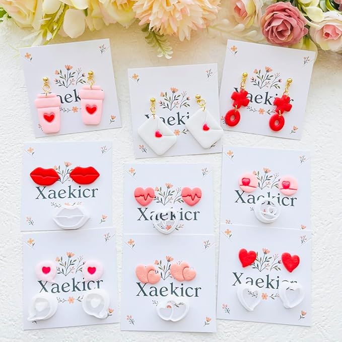 Xaekicr Heart Theme Polymer Clay Cutters Set – Molds, Clay Cutters for Polymer Clay, Clay Earring Tools