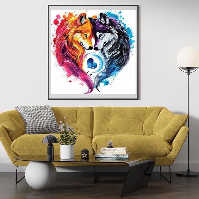 Moohue Stamped Cross Stitch Kits for Adults Animals Love Wolves 14CT Pre Printed Cross Stitch Kits for Beginners (Animals Love Wolves)