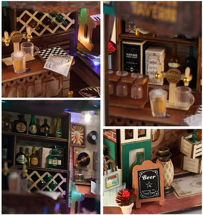 DIY Miniature House Kit, Mini House Building Kit, DIY Book Nook Kit, Tiny Model House for Adults to Build, Beginner 3D Wooden Book Nook, for Family Friends (Tavern) - Image 4