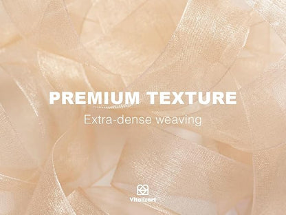 Vitalizart Organza Sheer Ribbon 1 inch x 30 Yd Cream White Rose Gold & Silver Handmade Fabric Ribbons for Gift Wrapping Christmas Tree Crafts Bows Wedding Invitations Wreaths Wrap