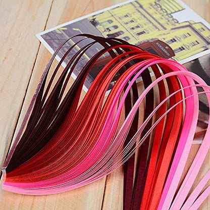 ODETOJOY Quilling Paper Gradient Quilling Strips 3mm Crafts Filigrana Paper 1/8inch Rainbow Color 120pcs Length 21inch (Red) - Image 3
