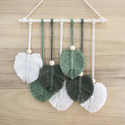 BUFANTL DIY Macrame Leaf Wall Hanging Kit for Beginners, Boho Woven Tapestry Craft Kit with Macrame Cord, Wooden Beads & Printed Instructions, Home Decor Macrame Kit for Adults. - Image 4