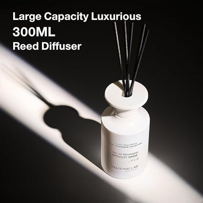 M&SENSE Reed Diffuser Set, 10.14 fl oz Large Reed Diffuser, Apricot Sage Scented with Natural Essential Oils, Long Lasting with 7 Sticks, Non-Toxic Home Fragrance Reed Diffuser for Bedroom, Bathroom