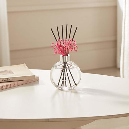 Donurex Flower Reed Diffuser Set 5.07oz White Peach & Oolong Scent Diffuser with Sticks Home Fragrance Reed Diffuser for Bathroom Shelf Decor