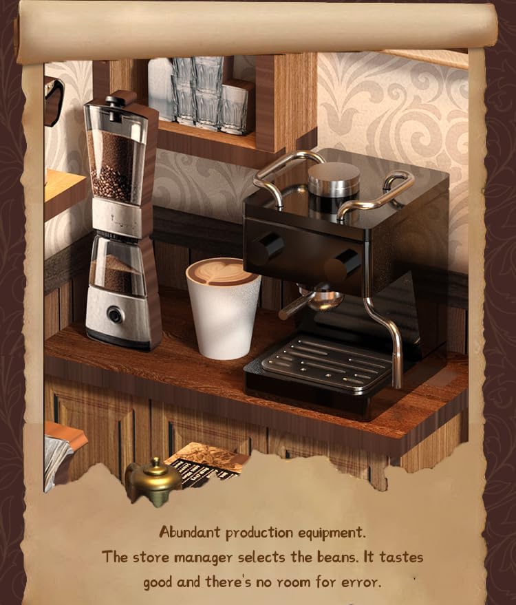 DIY Miniature Dollhouse Kit, 3D Wooden Puzzle Coffee Shop Model, Creative Mini Cafe Building Set with Furniture, Arts and Crafts Gift for Adults & Teens (Country Cafe) - Image 4