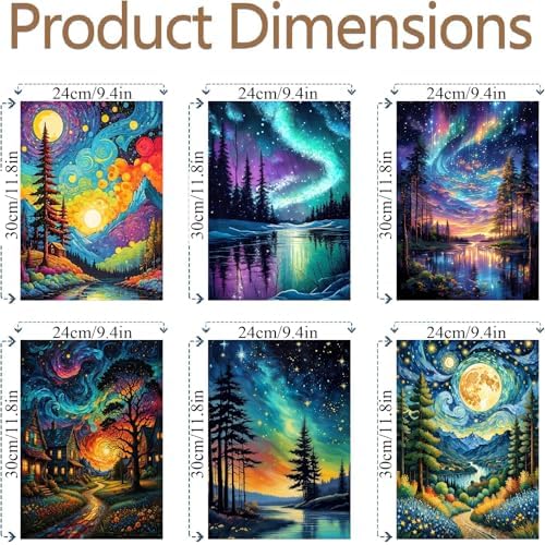 NEGEKFKX 6 Pack Paint by Numbers Kit for Adults Beginner,Starry Night Easy Adult Paint by Number Kits on Canvas DIY Painting for Beginners Art by Numbers for Home Wall Decor 10x12 Inch - Image 4