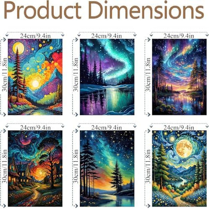 NEGEKFKX 6 Pack Paint by Numbers Kit for Adults Beginner,Starry Night Easy Adult Paint by Number Kits on Canvas DIY Painting for Beginners Art by Numbers for Home Wall Decor 10x12 Inch - Image 4