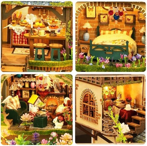 Forest Miniature Dollhouse Kit, DIY Mini House Making Kit with LED - Image 3