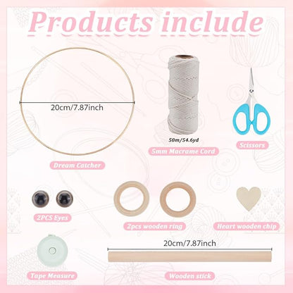 FREEBLOSS Macrame Owl Kit for Beginners Macrame Wall Hanging Kit White Cotton Cord DIY Owl Kit with Video Tutorial Hanging Decor for Adults Gift