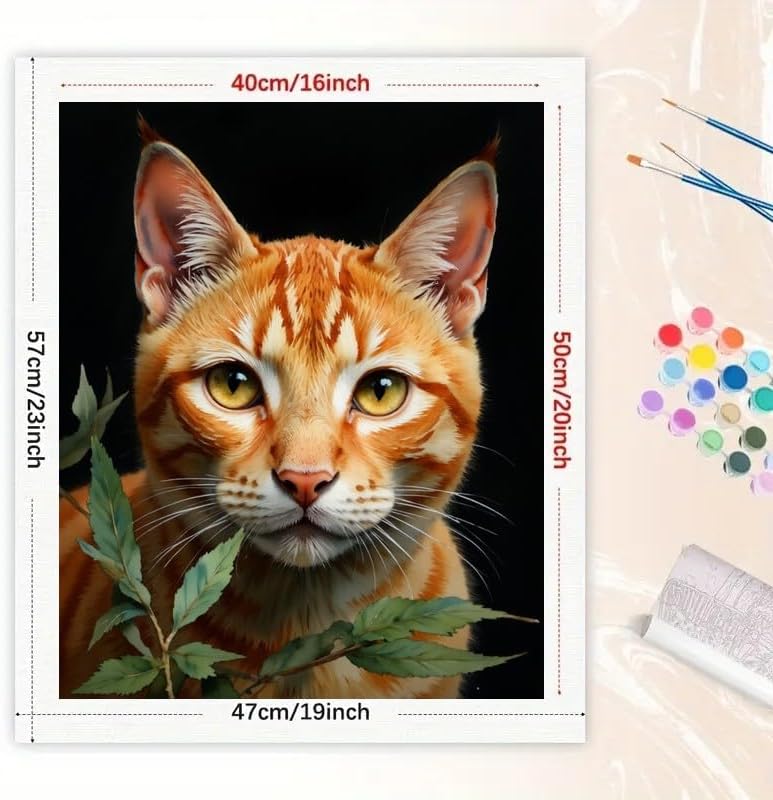 TAOPAOLAB Ginger Cat Paint by Numbers Kit for Adults - DIY Curious Tabby Portrait Painting on Canvas 16x20In, Acrylic Paint Set, Suitable for Beginners, Pet Art for Home Decoration or Gifts - Image 2