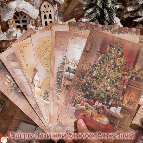 icceemee 160 sheets of Christmas scrapbook paper, Christmas theme journaling scrapbook supplies craft collage paper set, junk journal bullet journal poster room decor for card making decorative gifts - Image 3