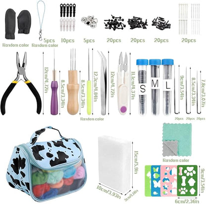 JUPEAN 228 Pcs Needle Felting Kit Wool Felting Tools for Beginner 50 Colors Wool Roving Starter Felting Kit with Felting Needles Foam Mat Needle Felting Supplies Storage Bag for DIY Craft Making