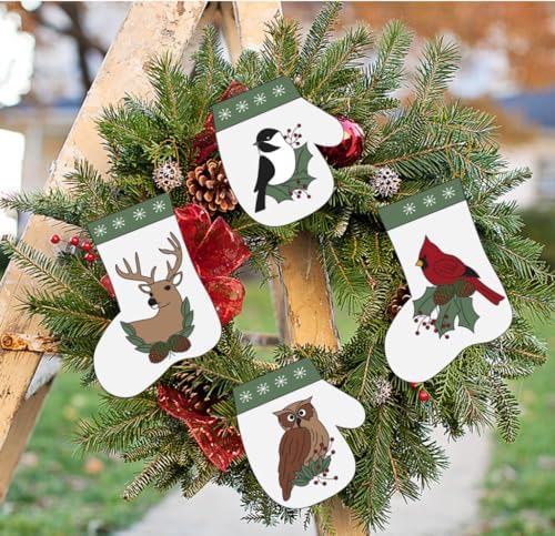 Rachel's of Greenfield White Pine Ornament Kit, DIY Christmas Crafts, Wool Felt Kit for Adults, Tree and Giftcards, 4" x 4.5" - Image 3